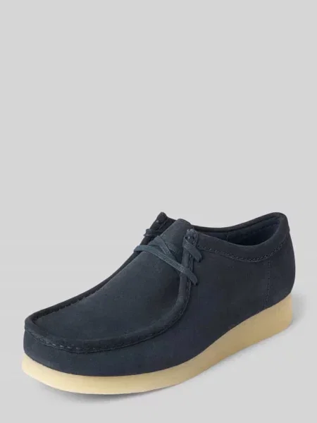 Mokasyny z naturalnej skóry model Wallabee' Clarks granatowe
