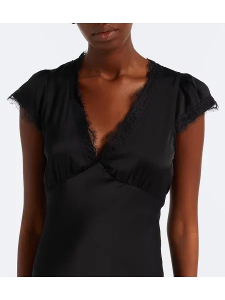 Rochie midi Faithfull din satin negru
