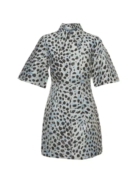 Gulerat rochie mini Ganni cu imagine cu model leopard