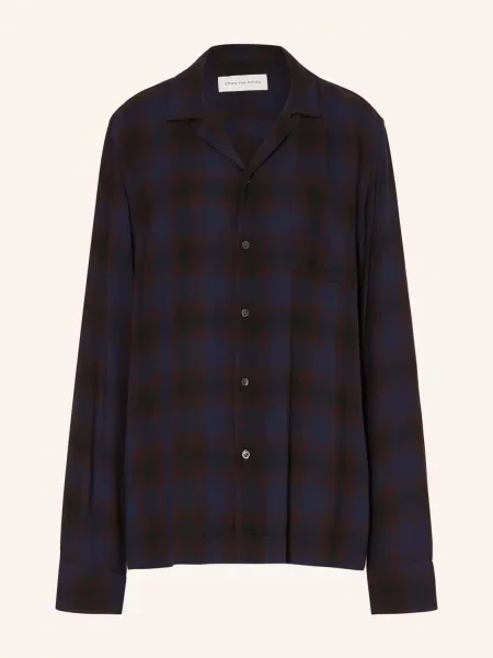 Dries Van Noten Letní Košile Carlty Comfort Fit tmavě / tmavě hnědá modrá