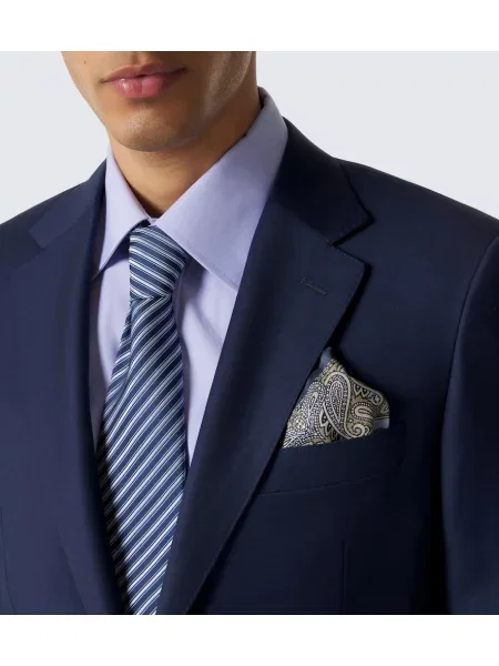 Cravată Brioni de mătase cu model paisley albastru