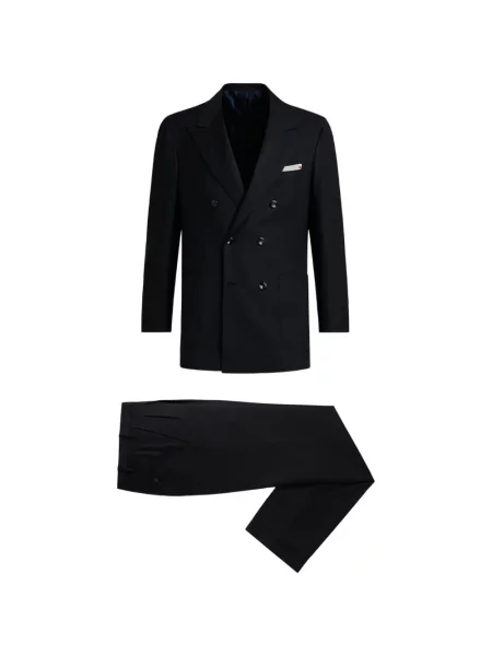 Costum Kiton de lână cu două rânduri de nasturi albastru