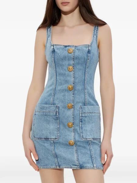 Rochie din denim Balmain de costum albastru