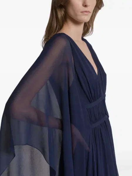 Rochie maxi Alberta Ferretti cu decolteu în V de costum albastru