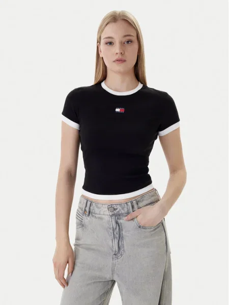 Tommy Jeans Tricou Badge negru
