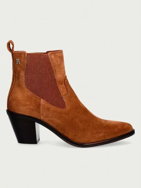 Botine Tommy Hilfiger Suede Western Chelsea Boot maro