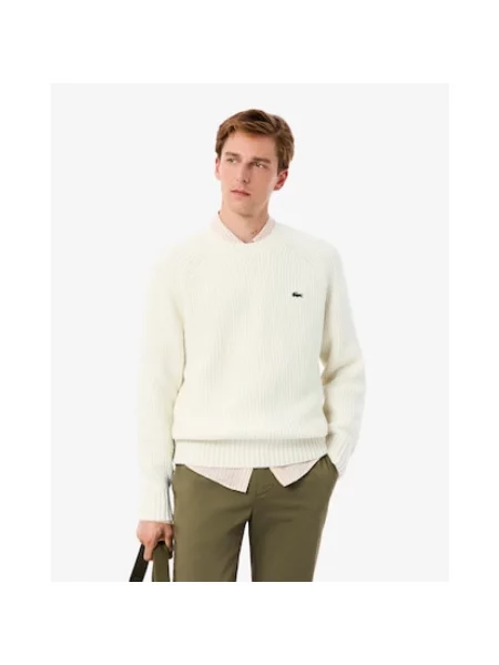 Sweter Lacoste wełniany beżowy