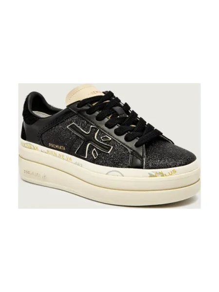 Premiata Sneakers CLAUDIA cu adaos de piele negru