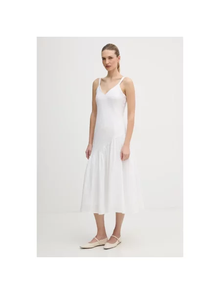 Lniana sukienka Dkny biała