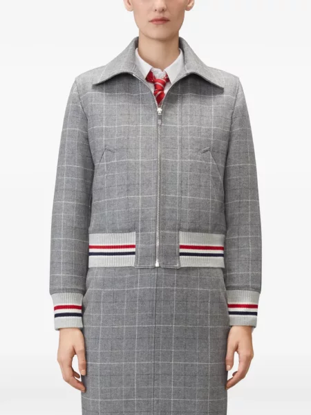 Geacă Thom Browne cu model pepito din tweed gri
