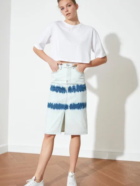 Fustă din denim Trendyol alb
