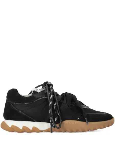 Sneakerși Pinko cu șireturi din dantelă negru