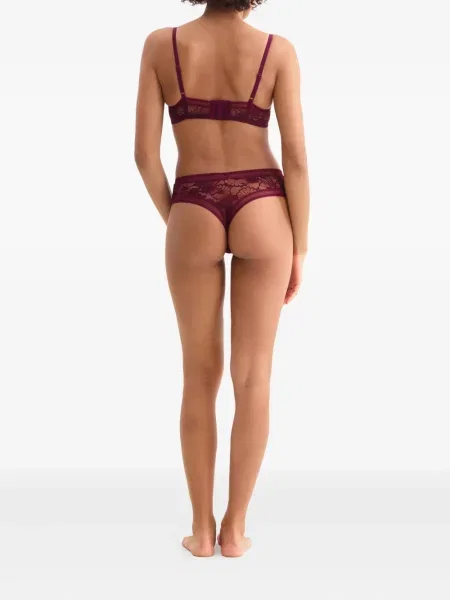 Chiloți tanga Eres cu model floral din dantelă violet