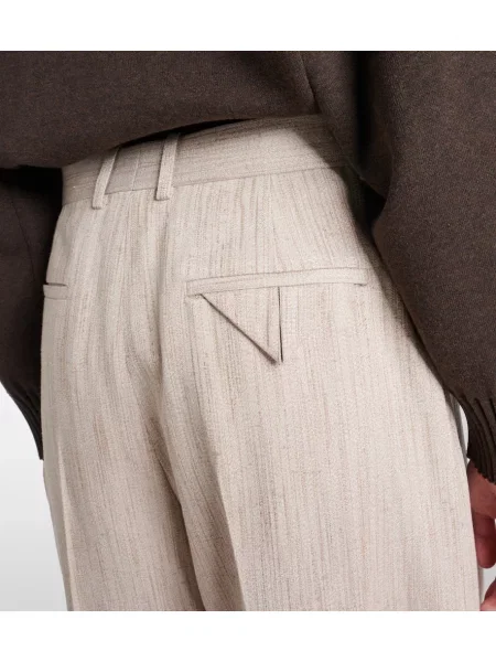Pantaloni Bottega Veneta cu talie înaltă bej