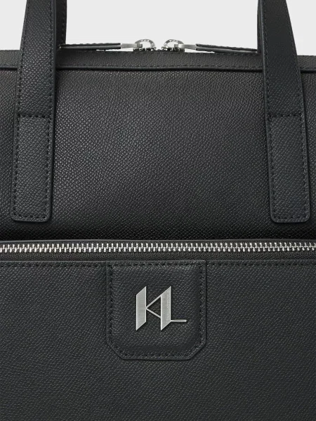 Шкіряна сумка для ноутбука Karl Lagerfeld чорна
