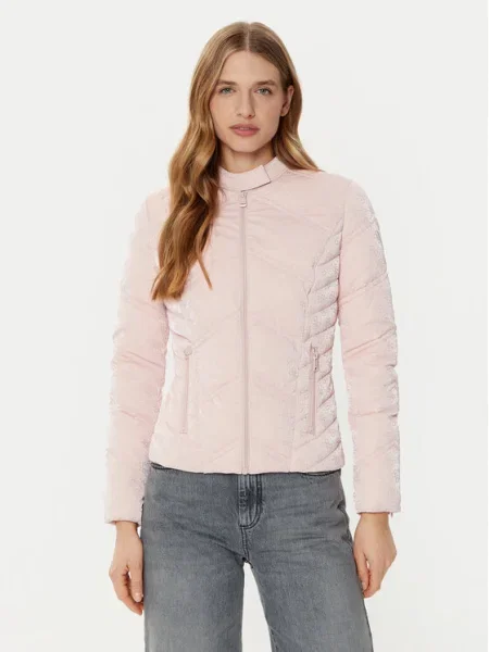 Guess Geacă din puf roz