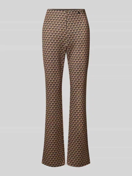 Spodnie o rozkloszowanym kroju z wzorem na całej powierzchni z elastycznym pasem Marc Cain