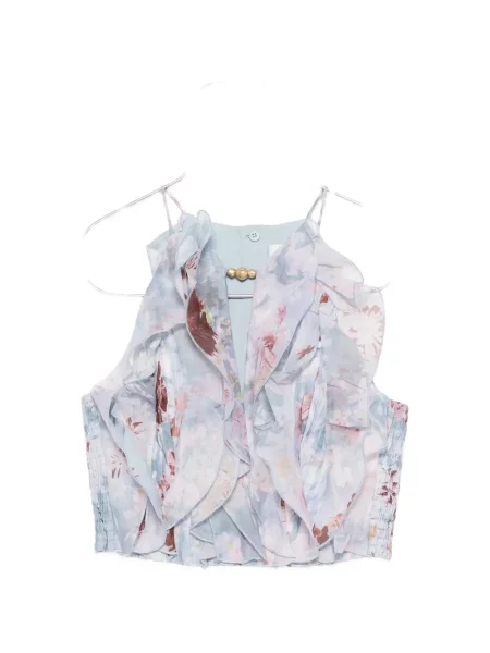 Top Aje cu model floral cu imagine albastru
