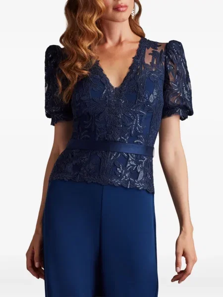 Гащеризон Tadashi Shoji с пайети с дантела синьо