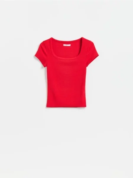 Reserved Tricou slim fit cu adaos de modal roșu