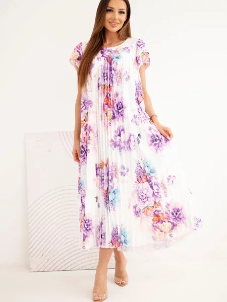 Rochie mini Kesi Włoski cu mâneci scurte alb