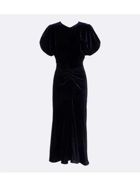 Rochie midi Victoria Beckham de catifea albastru