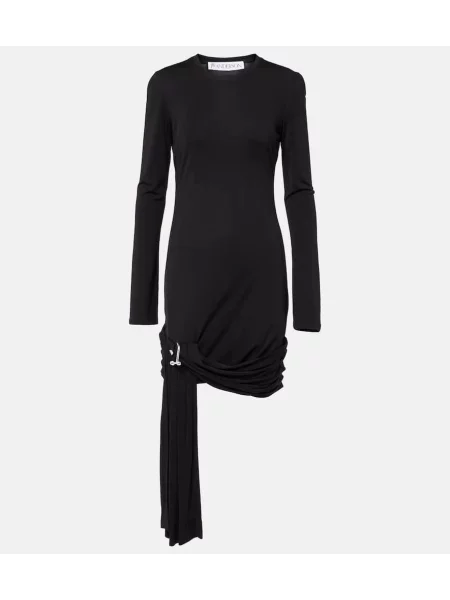 Rochie midi Jw Anderson din jerseu drapată până la genunchi negru