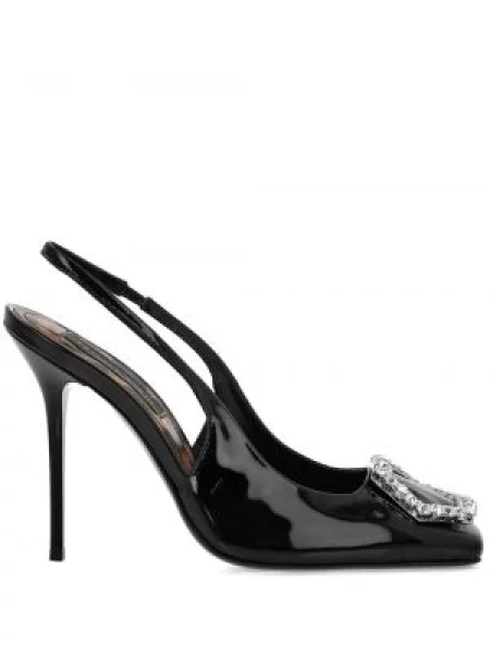Pantofi cu toc Philipp Plein din piele cu cataramă negru