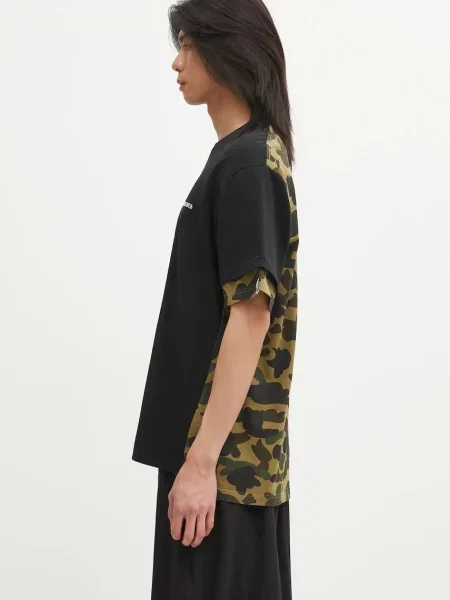 A Bathing Ape t-shirt Camo Heavy Washed Blocking wzorzysty czarny
