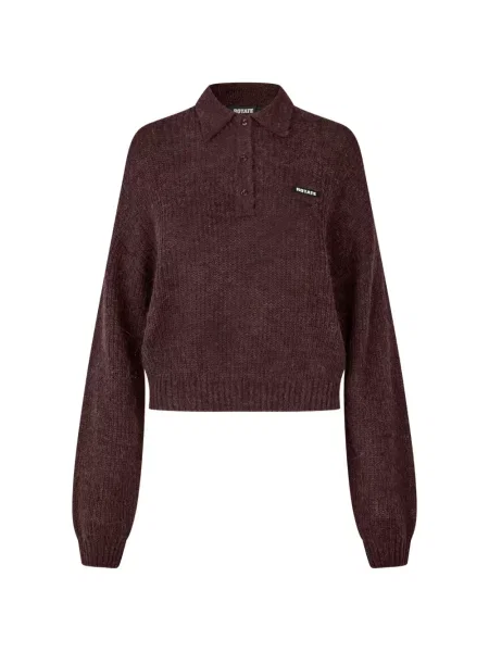 Pufos tricou polo Rotate Birger Christensen tricotate maro