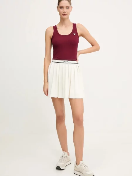 Спідниця з шерстю Guess SABINA mini розкльошена бежевий