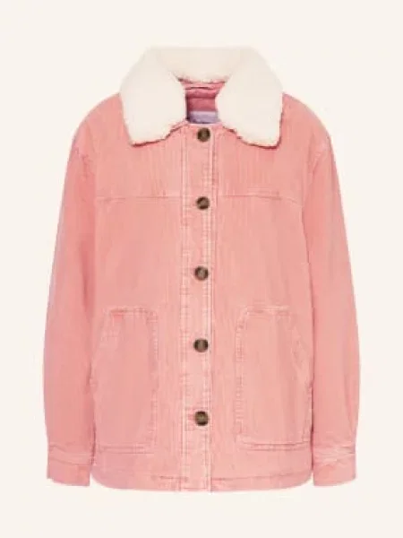 Pepe Jeans Kurtka Z Sztruksu Tala Z Odpinanym Sztucznym Futerkiem rosa różowa