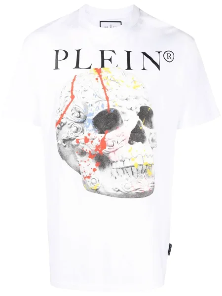 Tricou Philipp Plein cu imagine alb