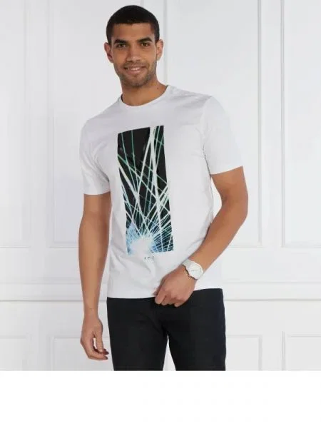 BOSS GREEN Tricou Tee 6 | stretch alb
