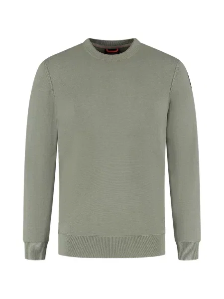 Оребрен суитчър Parajumpers с кръгло деколте зелено