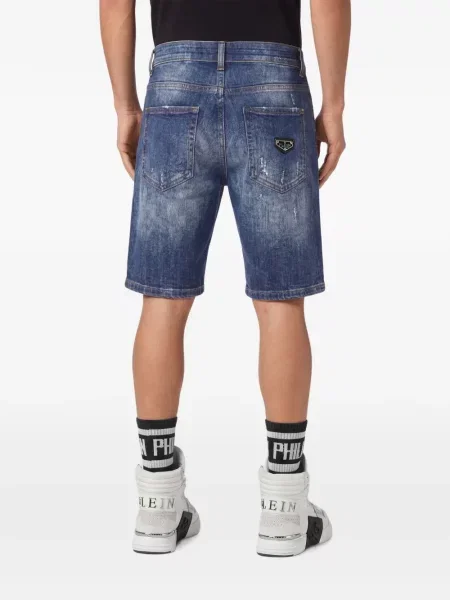Pantaloni scurți din denim Philipp Plein albastru