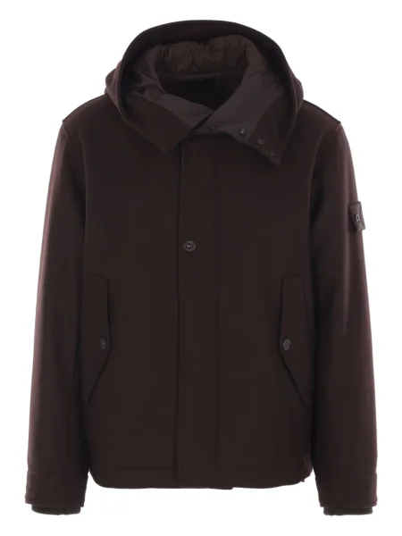 Палто Stone Island с качулка камъни кафяво