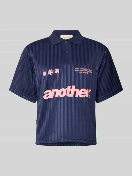 Trykot z kołnierzykiem polo i nadrukami logo Another Cotton Lab granatowa