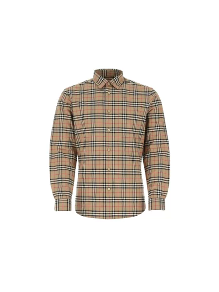 Koszula Burberry w kratę ze stretchu beżowa