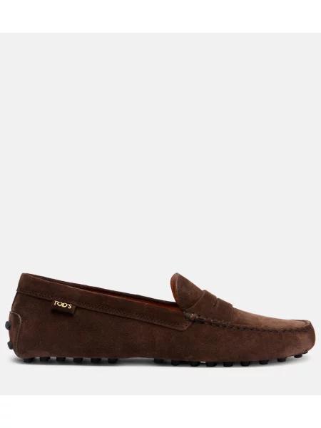 Pantofi loafer Tod's din piele de căprioară maro
