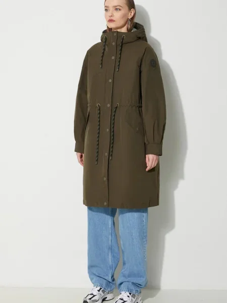 Woolrich geacă Check Lined Long Parka femei de iarnă verde