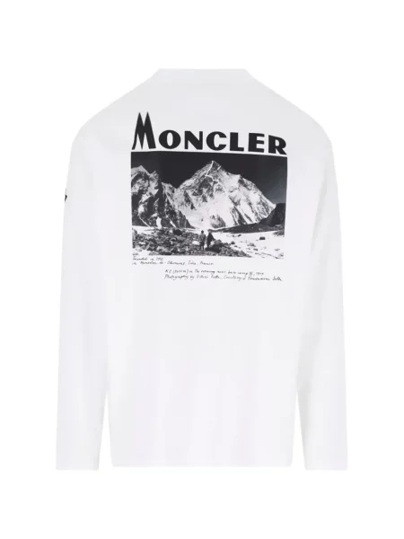 Lung tricou Moncler cu imagine alb