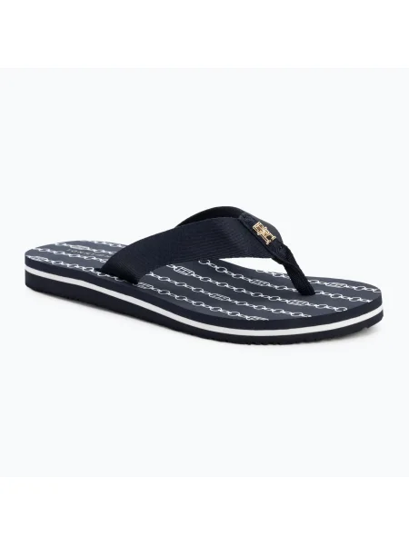 Дамски джапанки Tommy Hilfiger Chain Print Beach Sandal space blue синьо