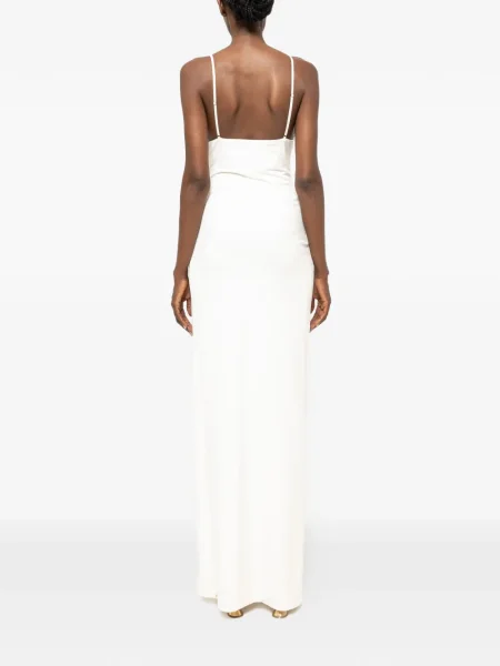 Rochie maxi Nissa cu franjuri de costum alb