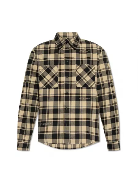 Wielobarwność koszula Off-white w kratkę flanelowa biała