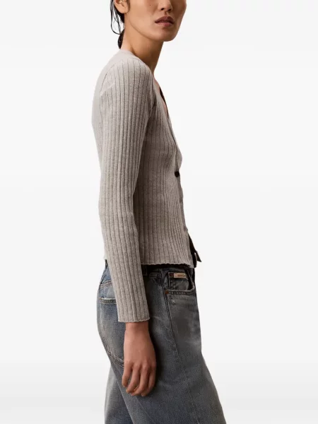 Pleteni kardigan Calvin Klein s autogramom siva