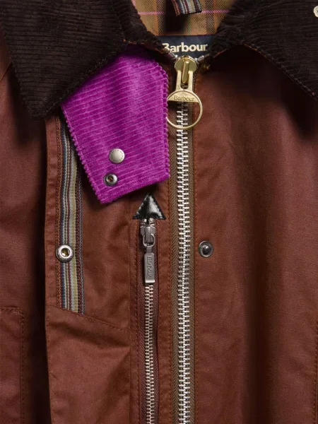 Gulerat ceruit palton Barbour de catifea cord maro