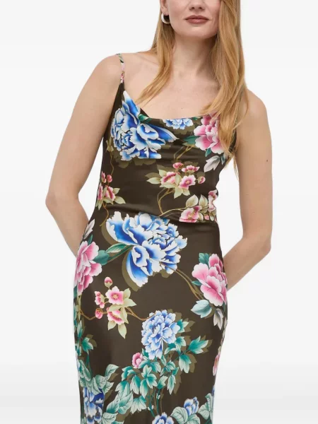 Rochie midi Guess cu model floral cu imagine maro