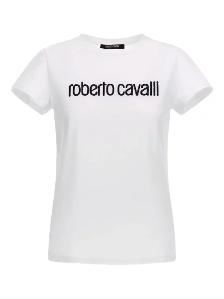 Tricou Roberto Cavalli cu imagine alb
