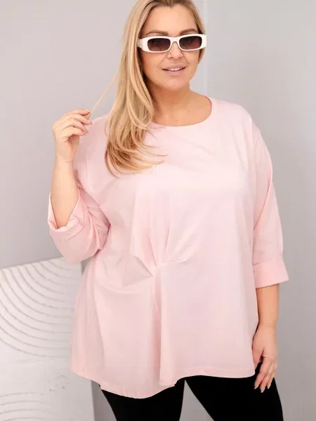 Dolgo bluza Kesi Włoski z dolgimi rokavi roza